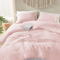 Codi Pink Twin Comforter Set For Girls - Boho Aesthetic Pom Fringe Design Cute Bedding, Soft Washed Microfiber Blush Bed Sets, L