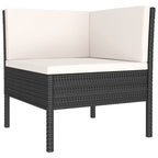 vidaXL 8 Piece Patio Lounge Set in Black & Cream White - Outdoor Poly Rattan Furniture Set with Weather-Resistant Powder-Coated Steel Frame & Thick Cushions