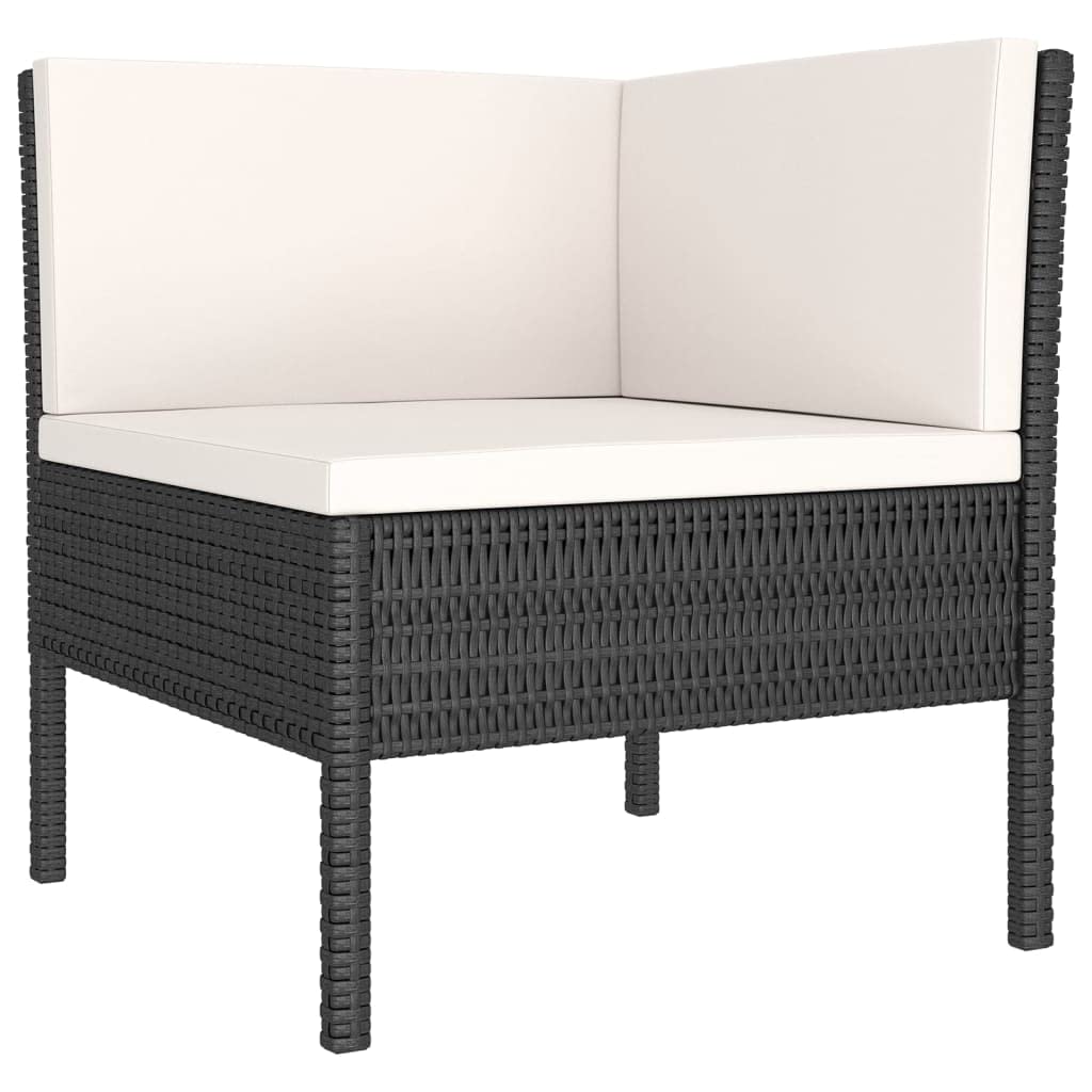 vidaXL 9 Piece Farmhouse Patio Lounge Set in Black Poly Rattan, Comfortable Cushions, Weather Resistant, Lightweight and Modern Outdoor Furniture - Ideal for Garden, Poolside, Backyard, Patio