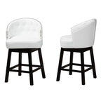 Baxton Studio Theron Mid-Century Transitional White Faux Leather And Espresso Brown Finished Wood 2-Piece Swivel Counter Stool Set