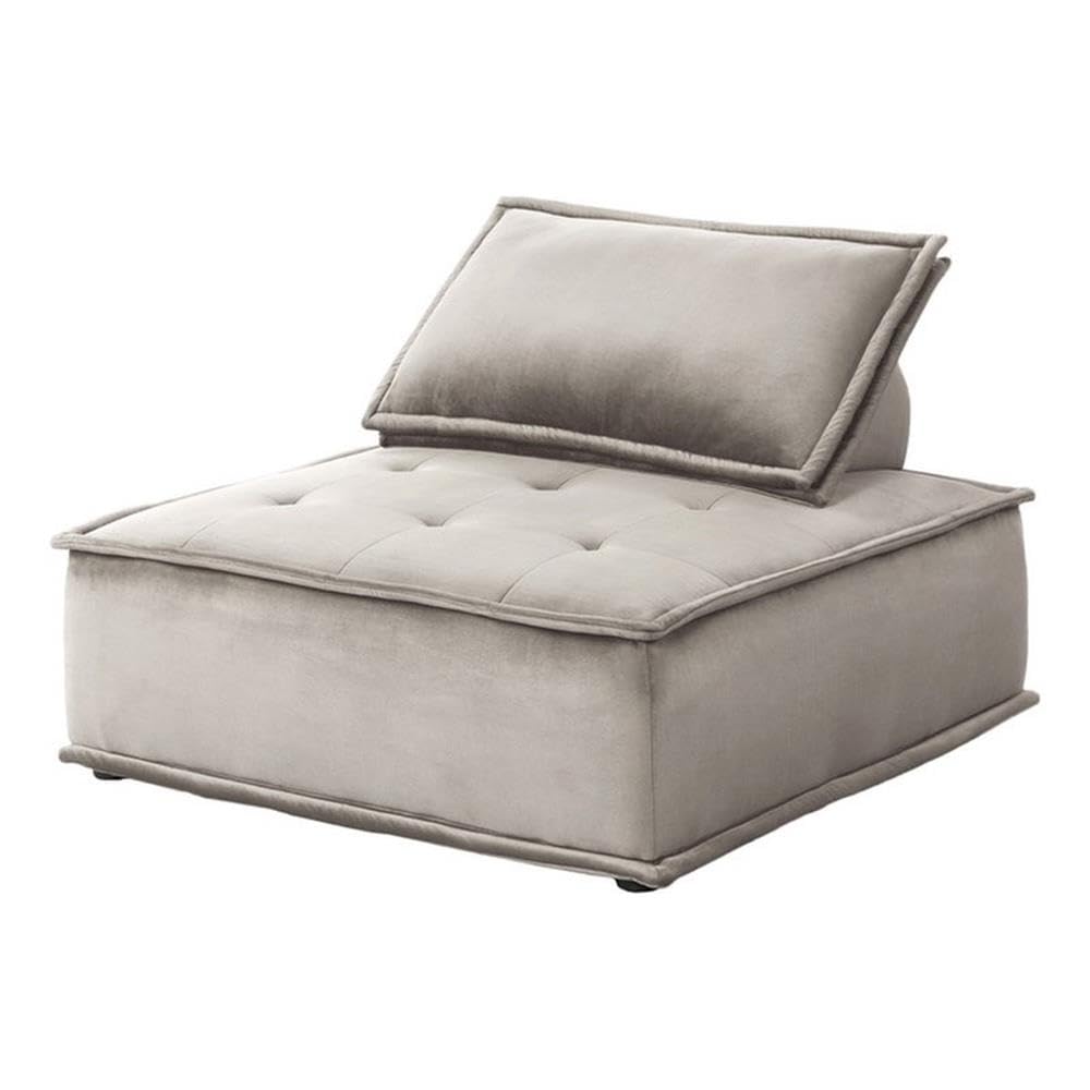 Lilola Home Anna Light Gray Velvet Armless Lounge Chair