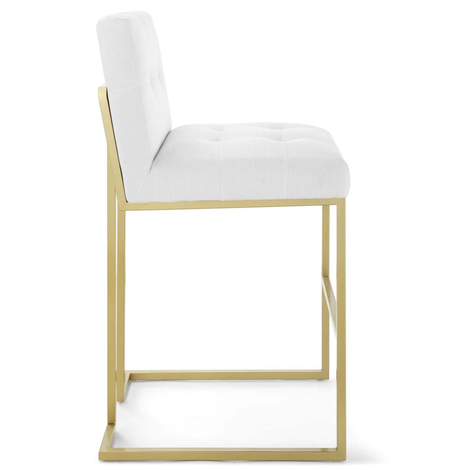 Modway Privy Stainless Steel Upholstered Fabric Bar Stool, Gold White