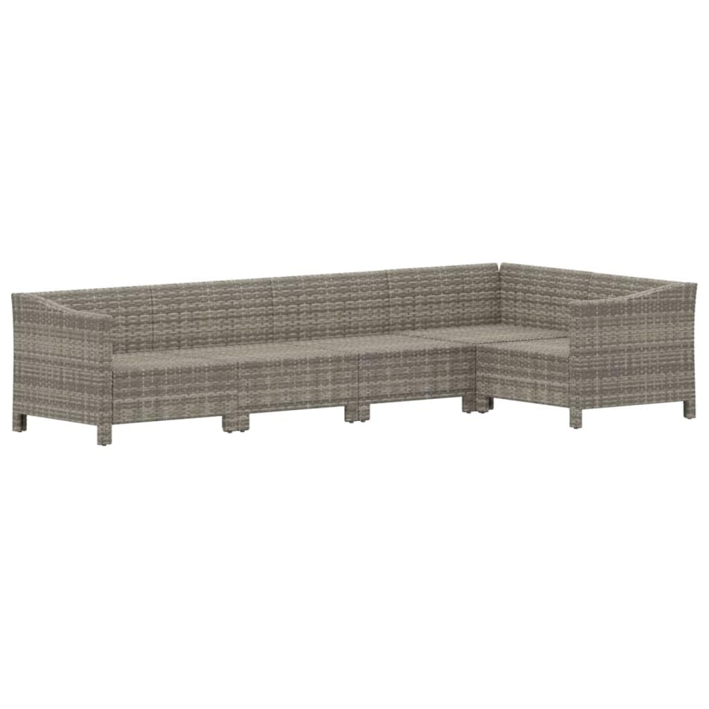 vidaXL Patio Furniture Set 5 Piece, Garden Sofa Set with Cushions, Patio Lounge Set Rattan Outdoor Sectional Sofa, Gray Poly Rattan