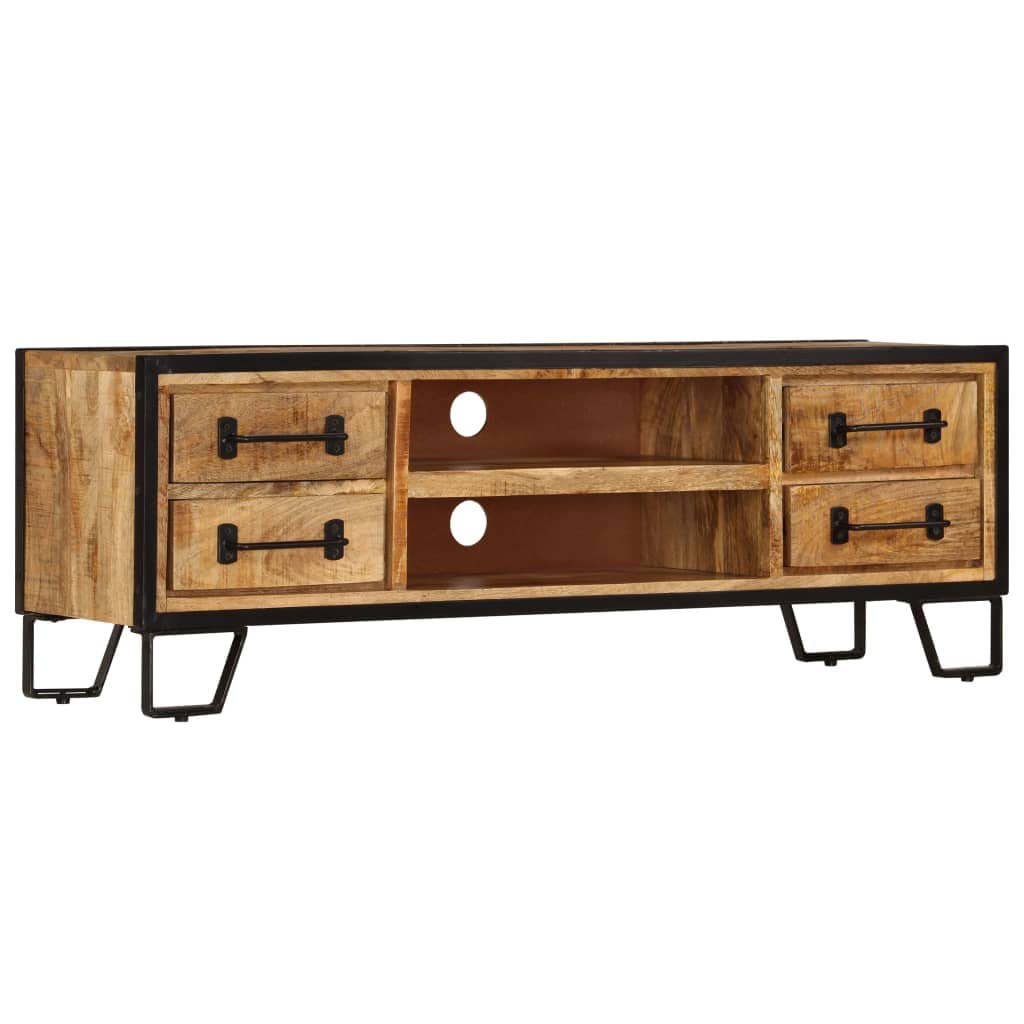 vidaXL Solid Mango Wood TV Stand with Drawers - Retro Industrial Style, Versatile Use as Sideboard, Lowboard, Ample Storage, Extra Stability