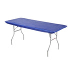 Kwik-Covers 30' X 72' (6 Feet) Royal Blue Rectangular Fitted Plastic Table Covers - 10 Pack