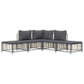 vidaXL Patio Furniture Set 5 Piece, Outdoor Sectional Sofa with Cushions, Wicker Furniture Set for Porch Lawn Garden Backyard, A