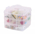 Plastic Stackable Storage Container with Handle, 3 Layer, 18 Adjustable Compartments for Organizing Dolls, Shopkins, Littlest Pe