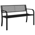 vidaXL 46.9" Black Powder-Coated Steel Garden Bench - Outdoor Patio Seating with Armrests, Easy Assembly for Garden/Patio