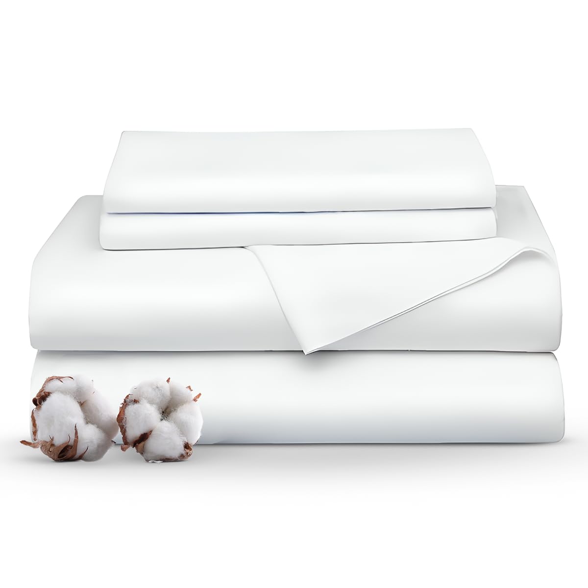 Minor Monkey Full Sheets 1000 Thread Count 4 Piece 100% Egyptian Cotton White Bed Sheets For Full Size Bed Extra Long Staple Cot