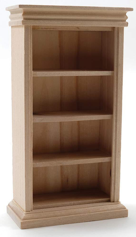 Classics by Handley Dollhouse Miniature Unfinished 4-Shelf Bookshelf