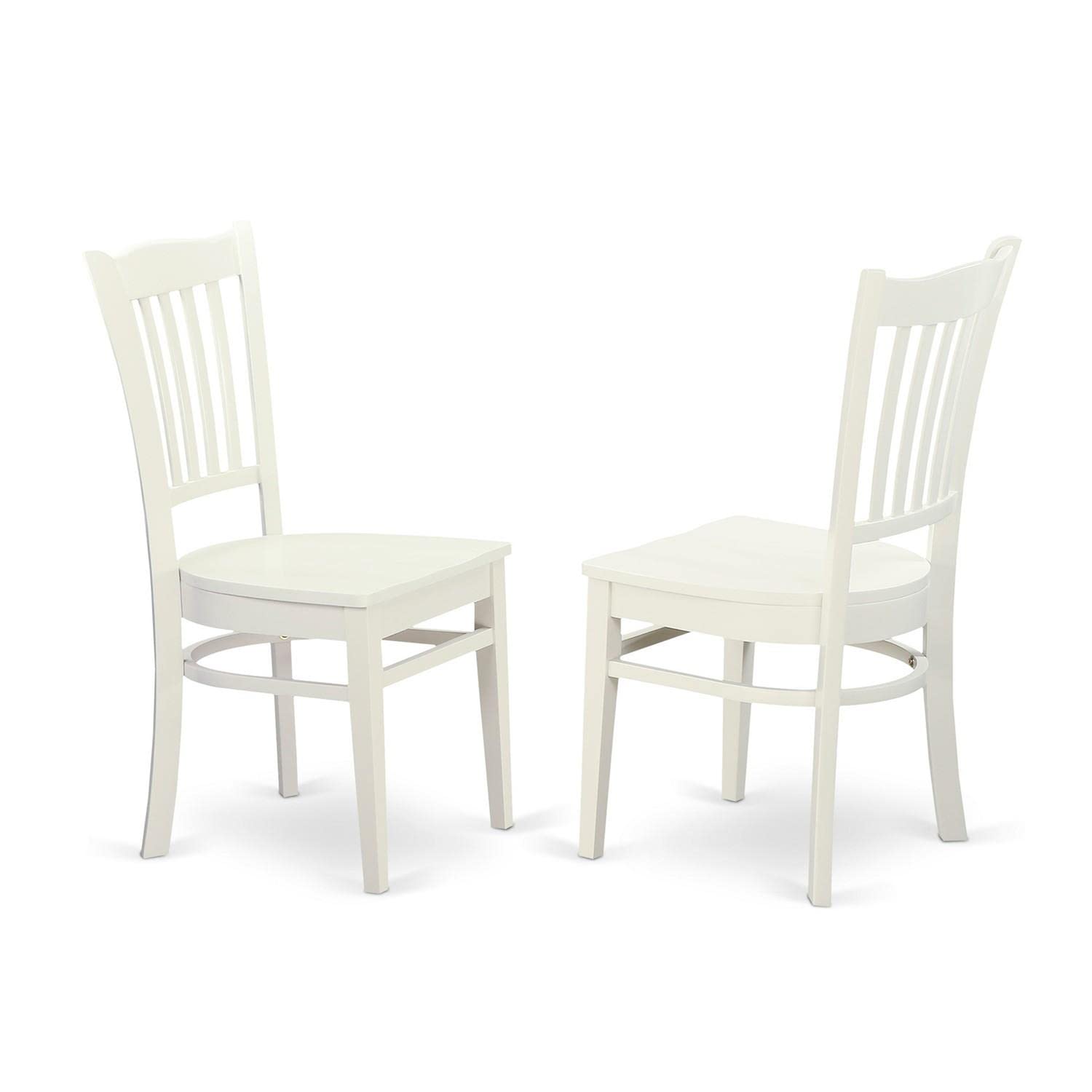 East West Furniture HLGR5-LWH-W 5 Piece Dining Room Furniture Set Includes a Round Dining Table with Pedestal and 4 Wood Seat Chairs, 42x42 Inch, Linen White