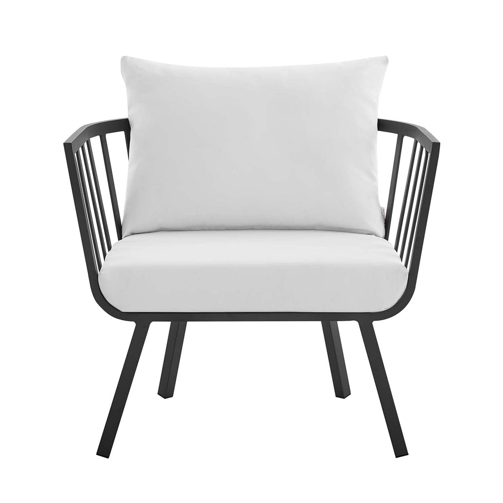 Modway Riverside Patio Aluminum Armchair In Gray White Outdoor Furniture