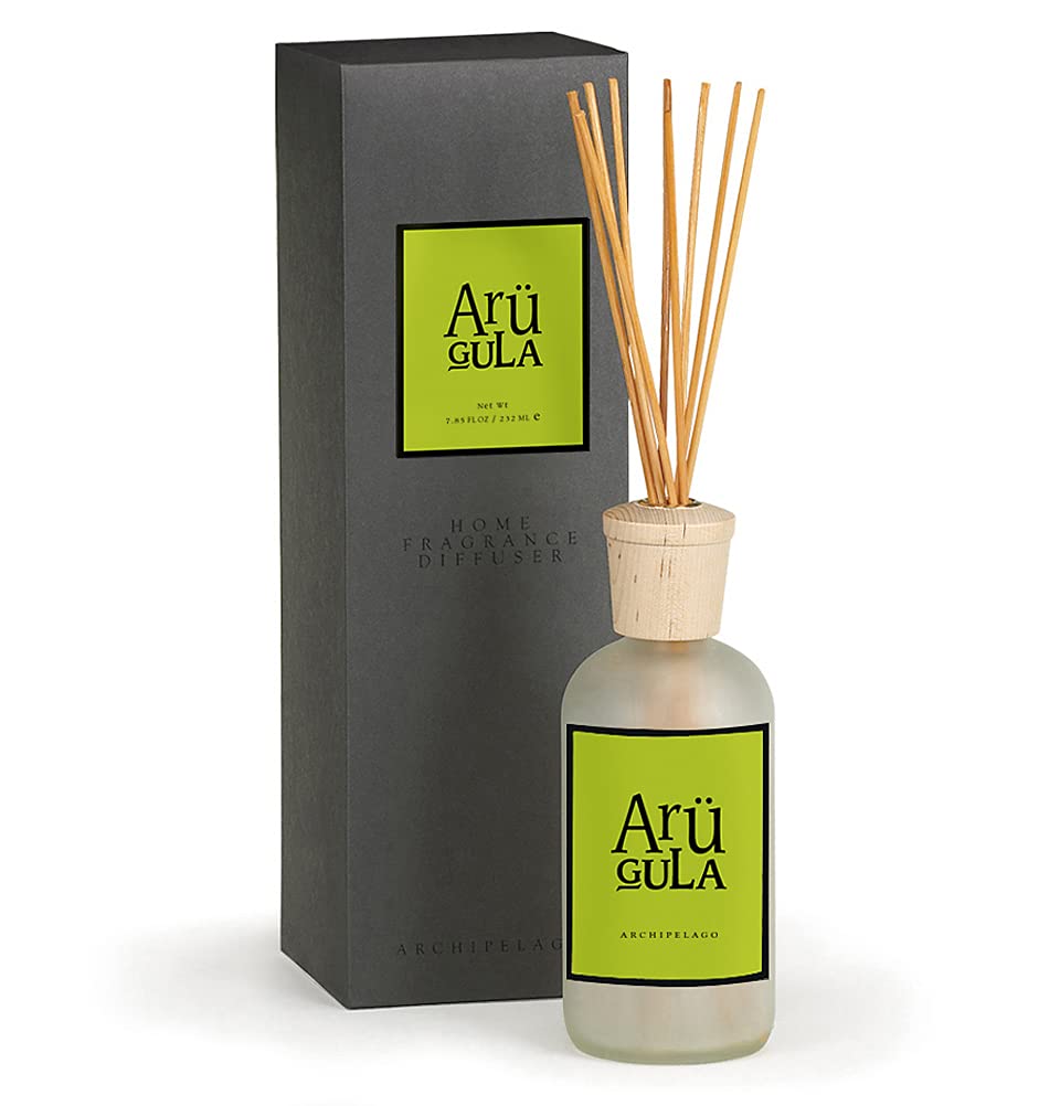 Archipelago Botanicals Arugula Reed Diffuser, includes Fragrance Oil, Decorative Wooden Cap and 10 Diffuser Reeds, Perfect for H