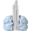 Cute Hug Elephants Decorative Bookends, Unique Book Ends to Hold Books Creative Resin Book Holder Stopper for Home Office Desk B