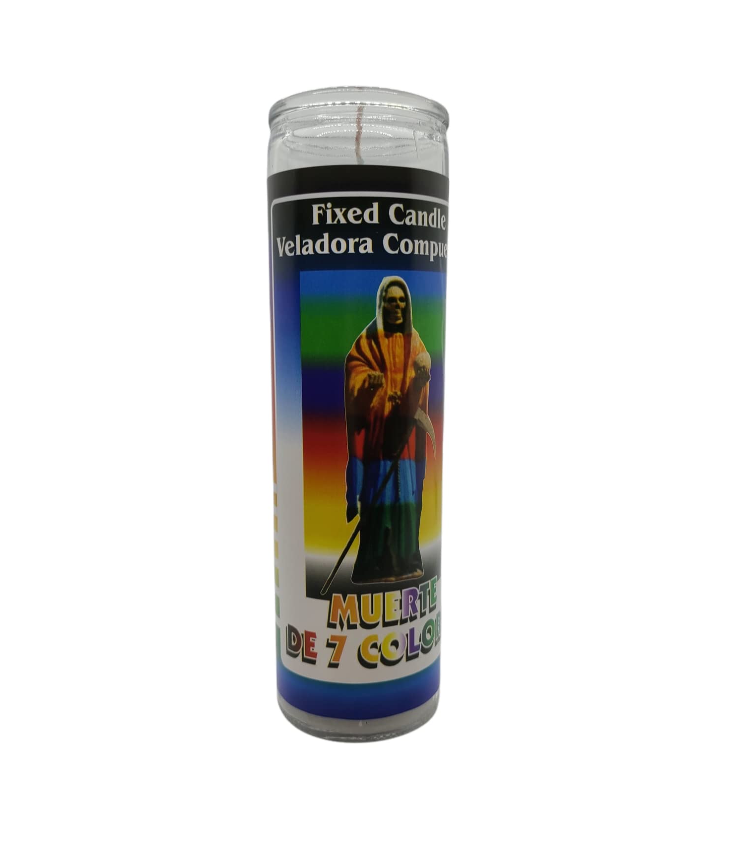 Santa Muerte 7 Color Fixed Candle Religious