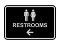 Signs Bylita Classic Framed Restrooms Left Arrow Sign (Black/Silver) - Small