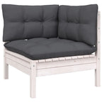 vidaXL Solid Pinewood Patio Lounge Set 4 Piece with Cushions Garden Outdoor Lawn Yard Terrace Balcony Wooden Seat Seating Furniture White