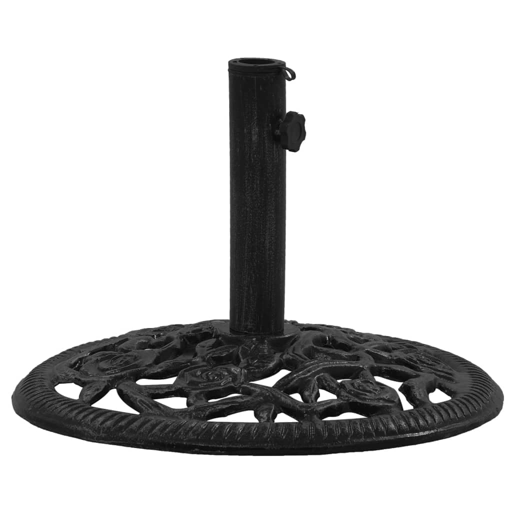 vidaXL 18.9-Inch Iron Umbrella Base - Strong and Sturdy with Elegant Floral Design - Suitable for Various Umbrella Sizes - Black