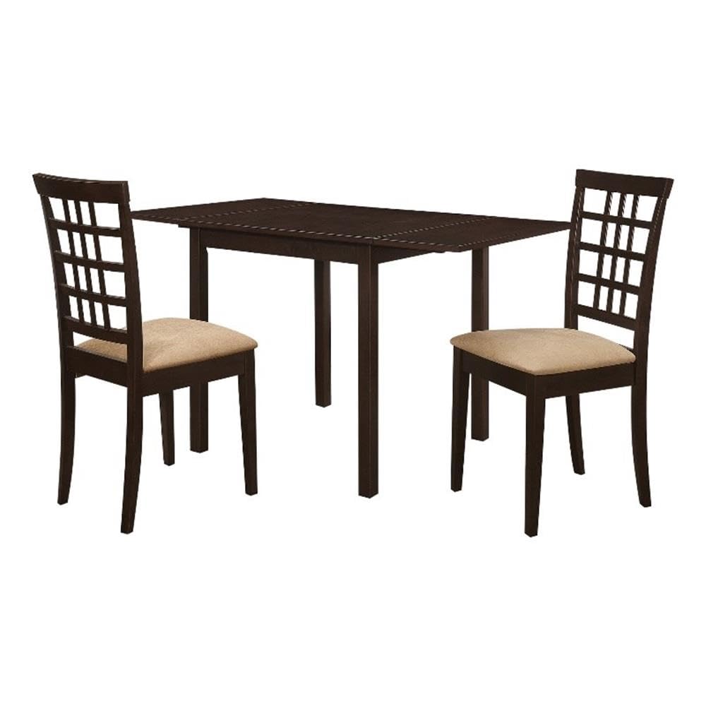 Coaster Furniture Kelso 3-Piece Drop Leaf Cappuccino and Tan Dining Set 190821-S3