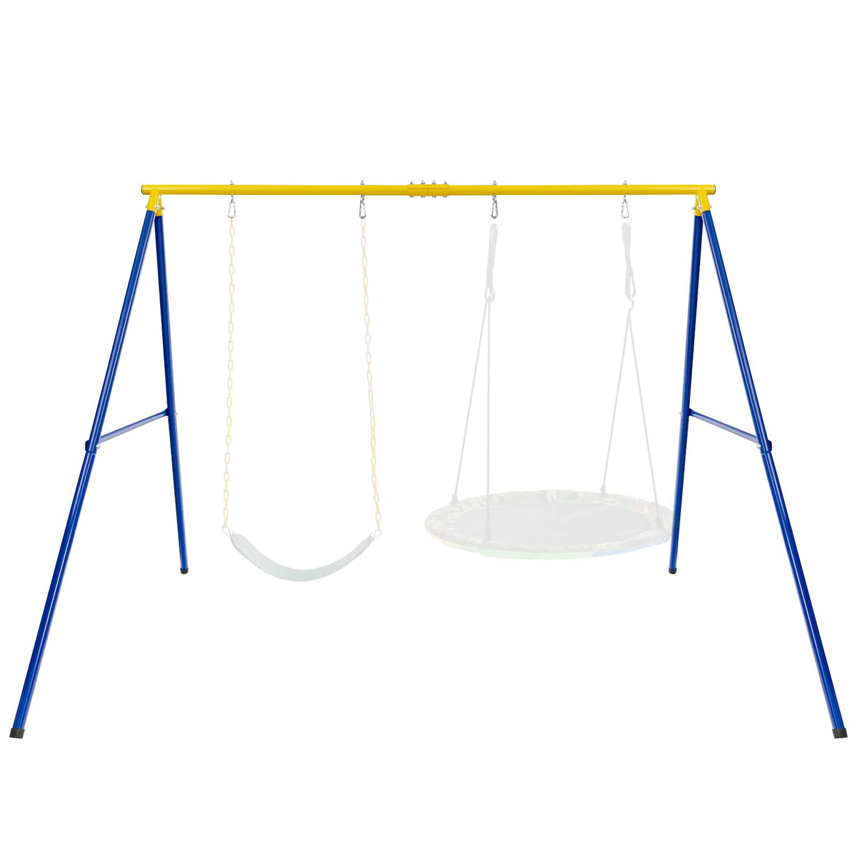 Costzon 550lbs Metal Swing Sets for Backyard, Heavy Duty Full Steel Swing Frame Extra Large A-Frame Stand w/Ground Stakes, Adjus