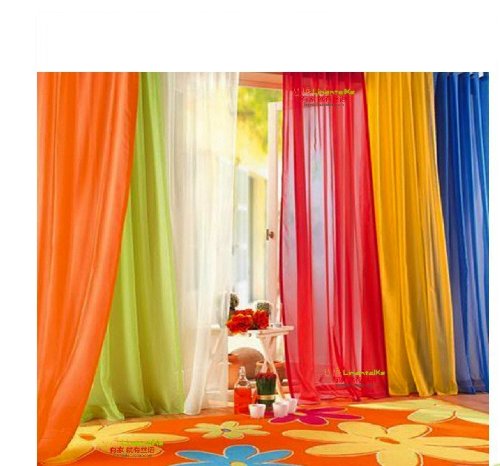 6 piece Rainbow Transparent Window Panel Curtain Set Explosion Special!!!! Orange, Green, White, Red, Yellow, Blue