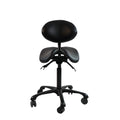 Master Massage Berkeley Ergonomic Split Seat Style Backrest Saddle Stool with Two Tilting Option in Black with Black Aluminum Ba