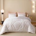 Clothknow White Twin Comforter Set 3Pcs Daisy Puff Bedding Comforter Sets Floral Boho Comforter White Comforter Twin Soft White Comforter Sets Twin