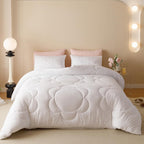 Clothknow White Twin Comforter Set 3Pcs Daisy Puff Bedding Comforter Sets Floral Boho Comforter White Comforter Twin Soft White Comforter Sets Twin
