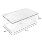 Isaac Jacobs Medium Stackable Organizer Bin (10.75   X6.5   X3.7   ) W/ Hinged Lid, Clear Storage Box, Home, Office, School, Fri