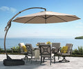 Grand Patio Deluxe Napoli Patio Umbrella, Curvy Aluminum Cantilever Umbrella With Base, Round Large Offset Umbrellas For Garden