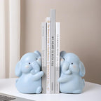 Cute Hug Elephants Decorative Bookends, Unique Book Ends To Hold Books Creative Resin Book Holder Stopper For Home Office Desk B