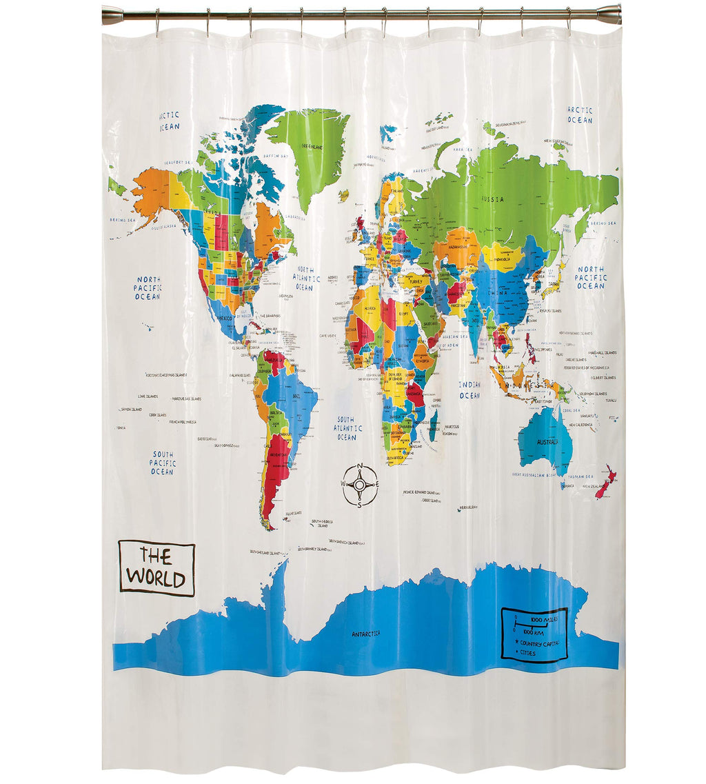 Skl Home The World Shower Curtain, Multi 70X72