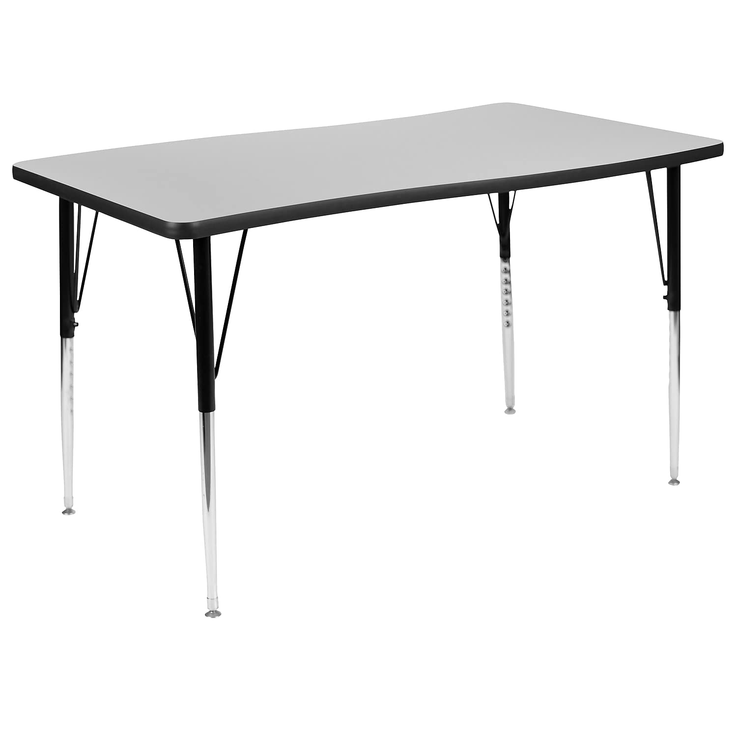 Flash Furniture 28W x 47.5L Rectangular Wave Collaborative Grey Thermal Laminate Activity Table - Standard Height Adjustable Leg