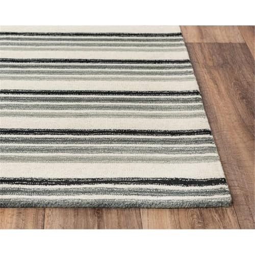 Alora Decor Rivera 7'9" X 9'9" Stripe Gray/Ivory/Charcoal Hand-Tufted Area Rug