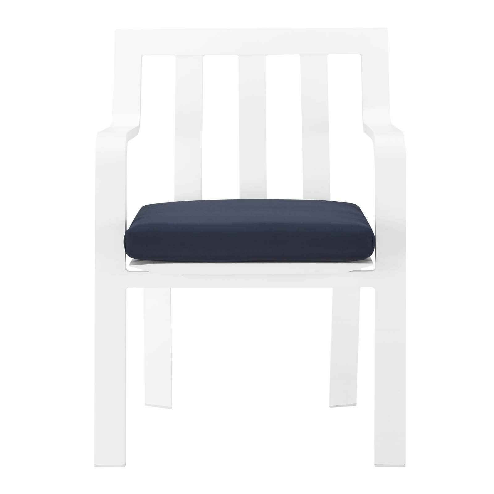 Modway Baxley Outdoor Patio Stackable Aluminum Dining Chair In White Navy