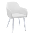 Monarch Specialties I 1190 Dining Chair, Set of 2, Side, Upholstered, Kitchen, Dining Room, Pu Leather Look, Metal, White, Chrome, Contemporary, Modern