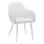 Monarch Specialties I 1190 Dining Chair, Set of 2, Side, Upholstered, Kitchen, Dining Room, Pu Leather Look, Metal, White, Chrome, Contemporary, Modern