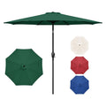 Yssoa 9' Patio Umbrella Outdoor Table Market Yard Umbrella With 8 Sturdy Ribs, Green
