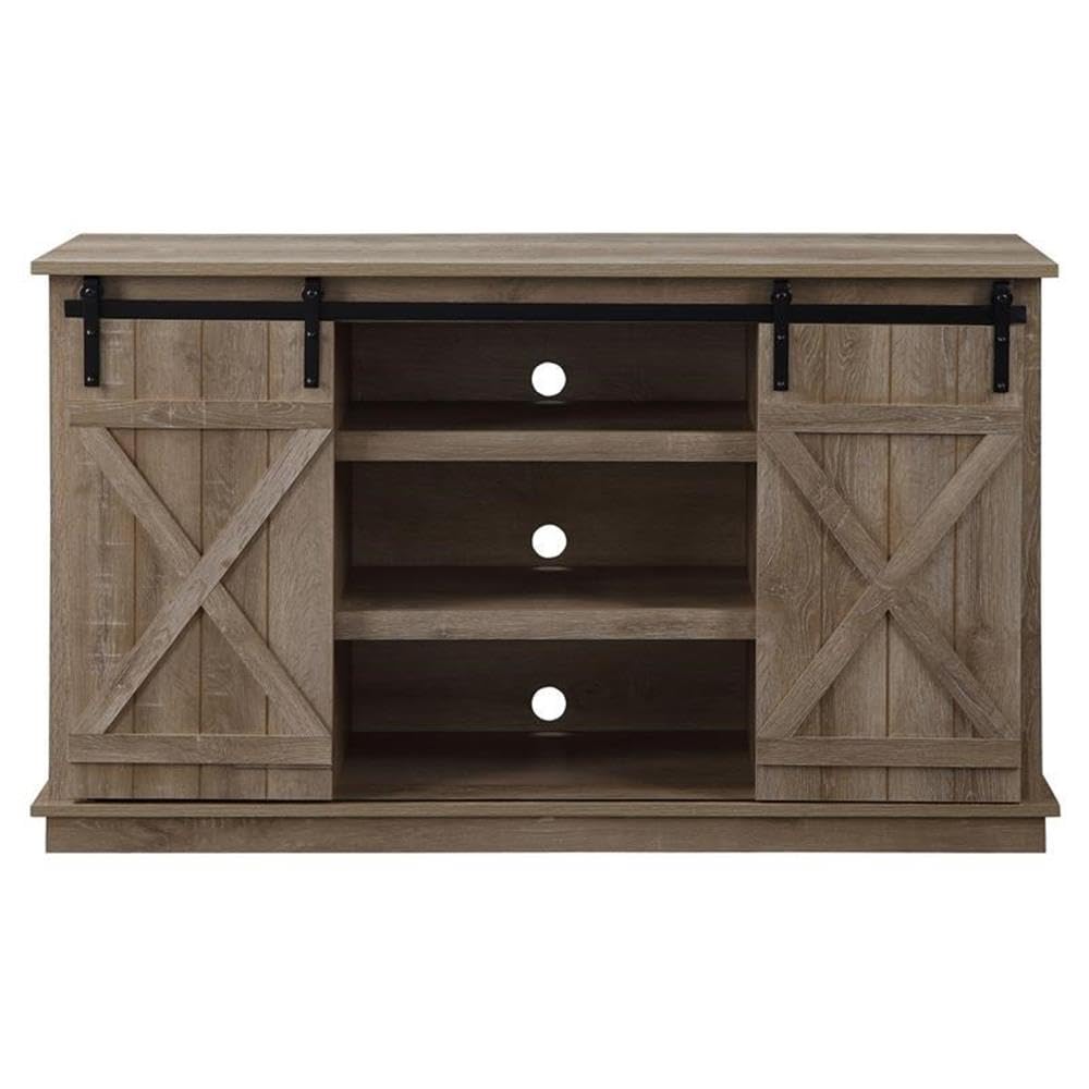 Acme Bellona Wooden 2-Door TV Stand with Cable Management Holes in Oak