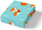 Kids Bed Sheets King Size Cute Fox Print Bed Sheet Set For Boys Girls Bedroom Cartoon Kawaii Decor Woodland Fox Wild Animal Bedding Set Children Toddler Fitted Sheet + Flat Sheet + 2 Pillow Case