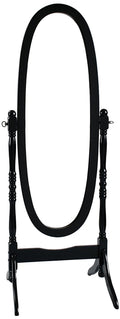 Roundhill Furniture Traditional Queen Anna Style Wood Floor Cheval Mirror, Black