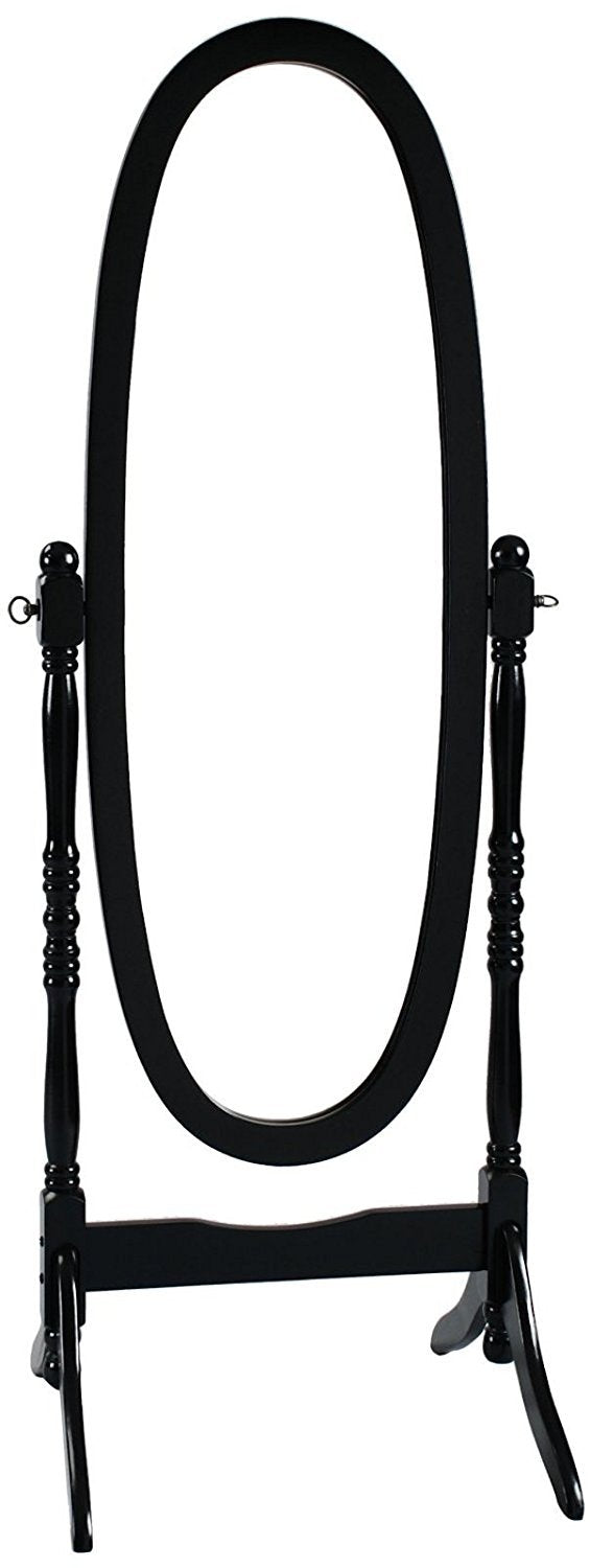 Roundhill Furniture Traditional Queen Anna Style Wood Floor Cheval Mirror, Black