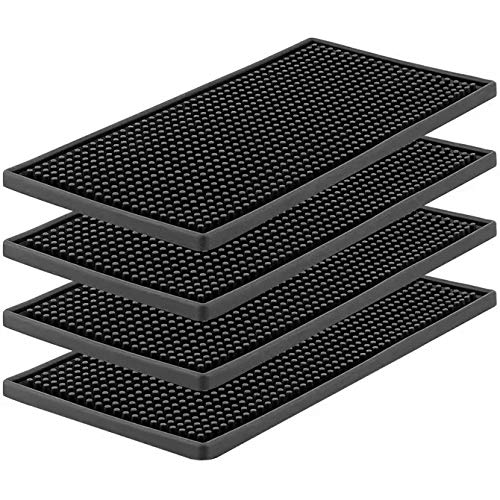 Rubber Service Bar Mat, Anti-slip12 x 6' Rubber Bar Spill Mat, 4 Pcs Premium PVC Pad for Kitchen, Restaurant, Countertop, Hotel