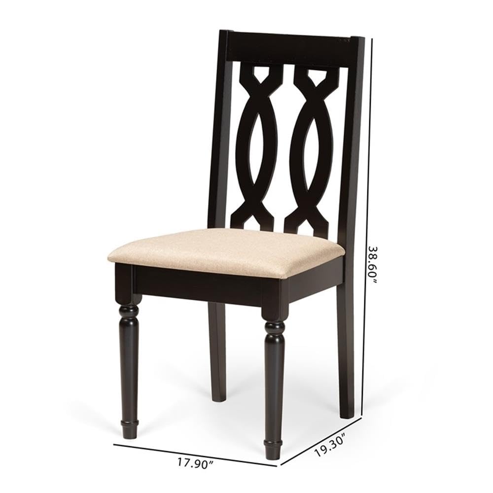 Baxton Studio Cherese Modern and Contemporary Sand Fabric Upholstered and Dark Brown Finished Wood 2-Piece Dining Chair Set