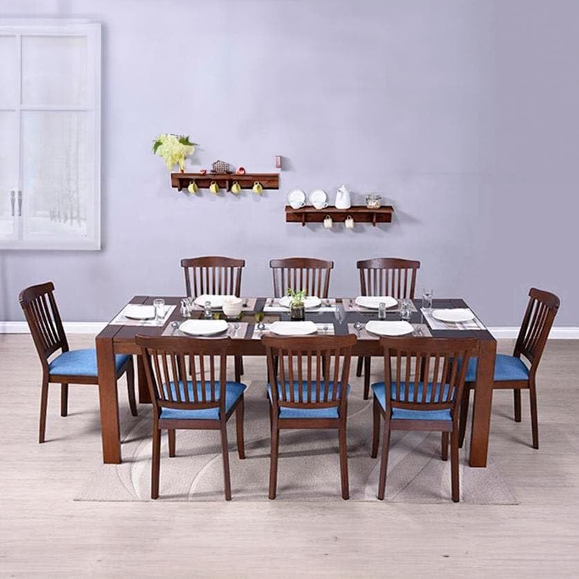 Urban Ladder Vanalen 6 To 8 Glass Top Extendable Dining Table (Finish : Dark Walnut)