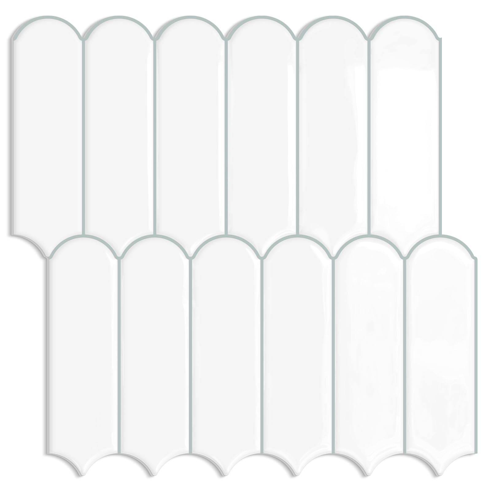 Tiwoos White Kitchen Backsplash Tile Peel and Stick Self Adhesive Tiles for Kitchen Wall (10-Sheet,12x12)
