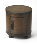 HomeRoots Light Brown Wood, Leather, Laquer, Paper Vasco Old World Map Duffel Table