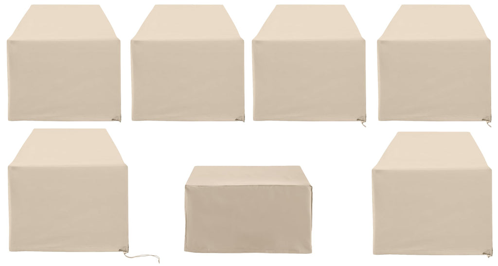 Crosley Furniture Patio Furniture Covers, Waterproof 7-Piece Cover Set For Outdoor Sectional Sofa Sets, Tan