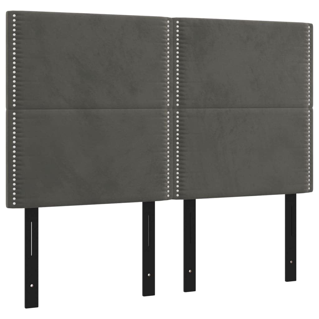 Vidaxl 4-Piece Headboard Set, Dark Gray Velvet, Engineered Wood Solid Larch Wood Construction, Foam Filled, Easy Fit For Any Bedroom.