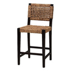 Baxton Studio Alise Modern Bohemian Dark Brown Mahogany Wood And Banana Fiber Counter Stool